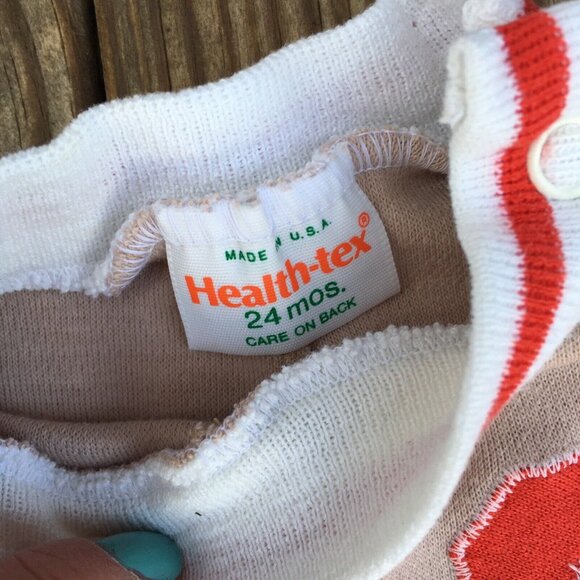 Vintage Healthtex One Piece Sweat suit 24M 24 Months Snap Legs Romper BASKETBALL - Picture 6 of 6
